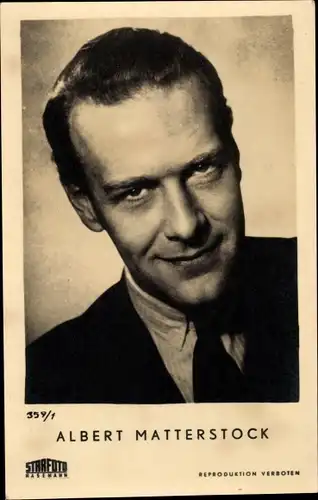 Ak Schauspieler Albert Matterstock, Portrait, Anzug, Krawatte