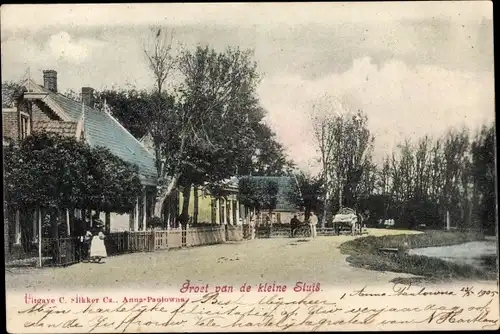 Ak Alkmaar Nordholland Niederlande, Gruß aus der kleinen Schleuse, Straßenpartie