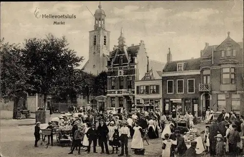 Ak Hellevoetsluis Südholland, Markt