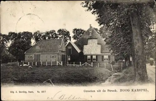 Ak Hoogkarspel Nordholland Niederlande, Wohnhaus, Baum, Zaun