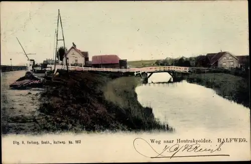 Ak Halfweg Haarlemmermeer Nordholland, Straße nach Houtrakpolder