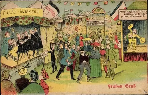 Ak Vergnügungspark, Fest, Feiernde Menschen, Konzert, Musikalische Kinder