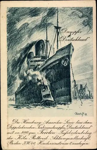 Künstler Ak Dampfer Deutschland, HAPAG