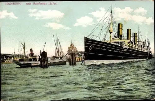 Ak Hamburg, Hafen, Dampfschiff