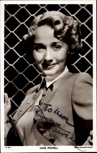 Ak Schauspielerin Jane Powell, Portrait, Autogramm