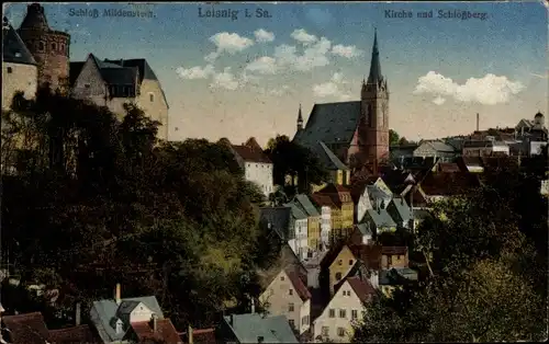 Ak Leisnig in Sachsen, Schloss Mildenstein, Kirche, Schlossberg