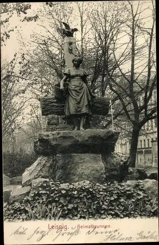 Ak Leisnig in Sachsen, Heimatbrunnen