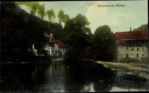 Ak Lauenhain Mittweida in Sachsen, Teichpartie, Lauenhainer Mühle