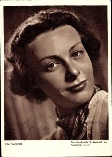 Ak Schauspielerin Ilse Werner, Portrait, Autogramm