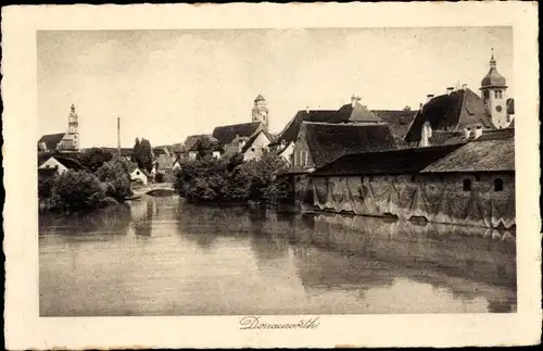 Ak Donauwörth in Schwaben Bayern, Kirche, Gewässer, Brücke