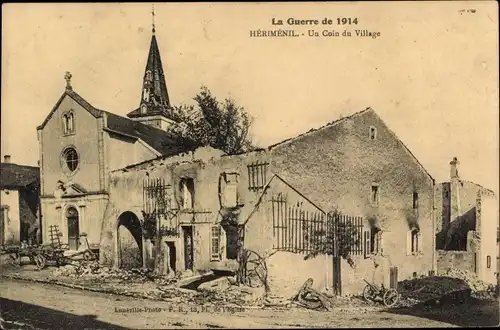 Ak Herimenil Meurthe et Moselle, eine Ecke des Dorfes, Krieg von 1914