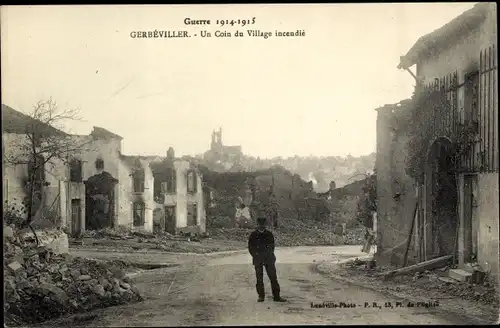 Ak Gerbeviller Meurthe et Moselle, Eine Ecke des verbrannten Dorfes