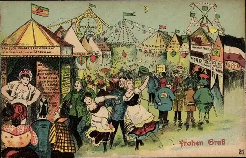 Ak Vergnügungspark, Fest, Feiernde Menschen, Großer Kinder-Brutapparat