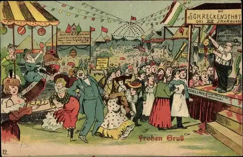 Ak Vergnügungspark, Fest, Feiernde Menschen, Schreckenstat, Königsmord