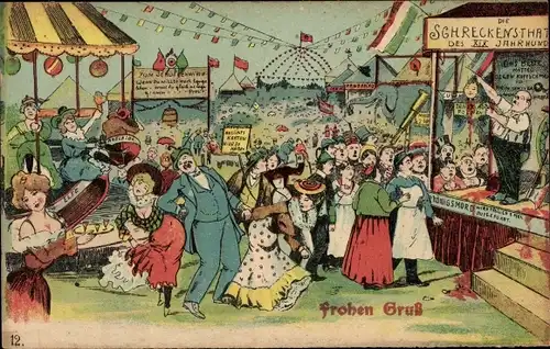 Ak Vergnügungspark, Fest, Feiernde Menschen, Schreckenstat, Königsmord