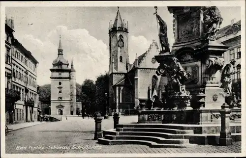 Ak Teplice Šanov Teplitz Schönau Region Aussig, Schlossplatz