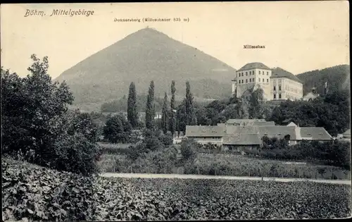 Ak Milešovka Milleschauer Donnersberg Region Aussig, Blick zum Donnersberg