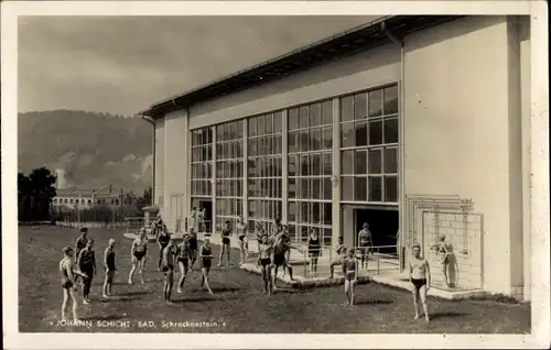 Ak Strekov Schreckenstein Ústí nad Labem Aussig Elbe Stadt, Johann Schicht Bad