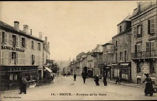 Ak Brive Corrèze, Avenue de la Gare, Hotel de France
