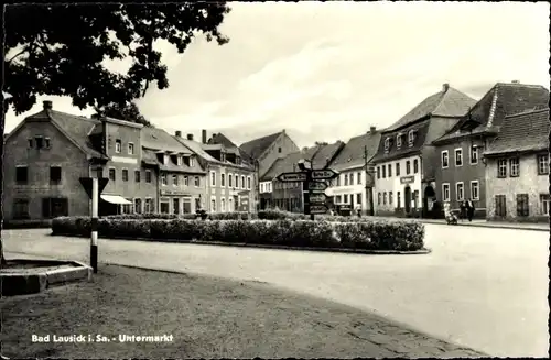 Ak Bad Lausick in Sachsen, Untermarkt, Wegweiser