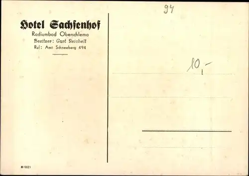 Ak Oberschlema Bad Schlema im Erzgebirge, Sachsenhof