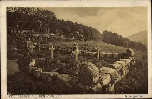Ak Kriegsbilder aus den Vogesen, Heldengräber, I. WK