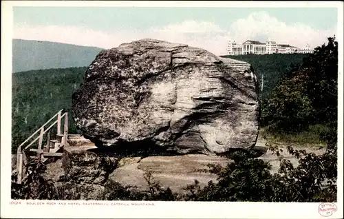 Ak New York USA, Boulder Rock und Hotel Kaaterskill, Catskill Mountains