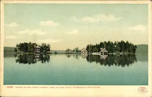 Ak New York USA, Cedar Island Camp Fourth Lake Fulton Chain, Adirondack Mountains