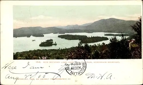 Ak New York USA, Blue Mountain Lake vom Blue Mountain, Adirondack Mountains