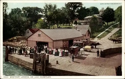 Ak New York USA, Landung in Westport, am Lake Champlain