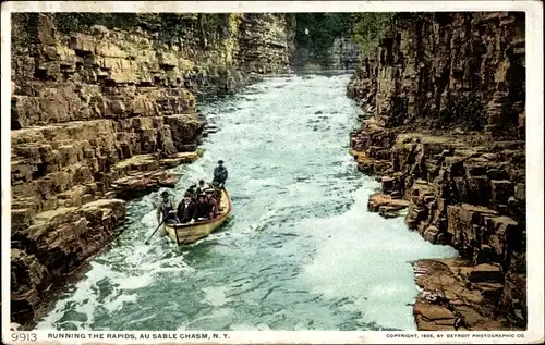 Ak New York USA, die Stromschnellen laufen, Ausable Chasm