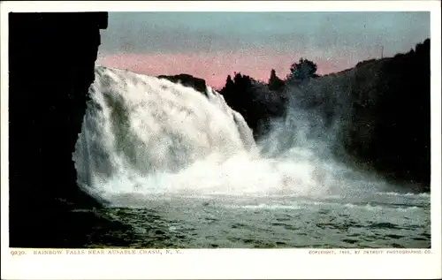 Ak New York USA, Regenbogen fällt in der Nähe von Ausable Chasm