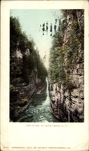 Ak New York USA, die Wasserrinne, Ausable Chasm