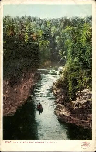 Ak New York USA, Ende der Bootsfahrt, Ausable Chasm