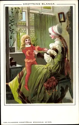 Künstler Litho Nyström, J., Königin Blanca, Frau mit Kind, Märchen