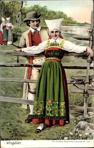 Künstler Litho Nyström, Jenny, Schweden in Volkstrachten