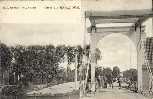 Ak Menaldum  Waadhoeke Friesland Niederlande, Brücke