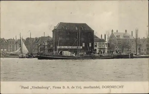 Ak Dordrecht Südholland Niederlande, Pand Vredenbrug, Firma B. A. de Vrij, Meelhandel