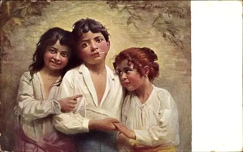 Künstler Ak Ismailowitsch, W., Der Held, Kinder-Portrait, Junge mit Zigarette