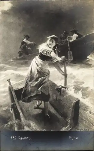 Künstler Ak Raupp, K., Stürmische Überfahrt