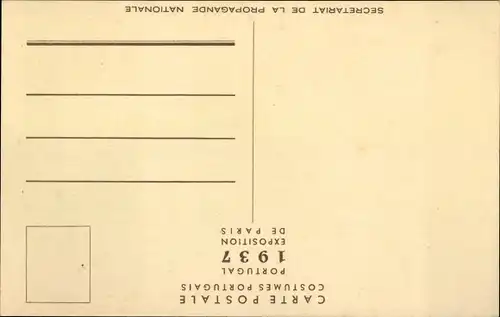 Ak Trachtenpuppe Viana do Castelo, Ausstellung in Paris 1937