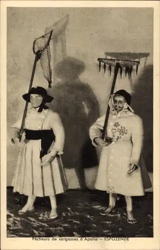 Ak Portugal, Fischer, Trachtenpuppen, Weltausstellung Paris 1937