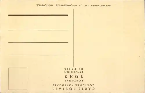 Ak Lisboa Lissabon Portugal, Trachtenpuppe, Fischverkäuferin, Ausstellung in Paris 1937