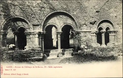 Ak Gand Gent Ostflandern, Ruine de l'Abbaye de St-Bavon IX, Salle capitulaire