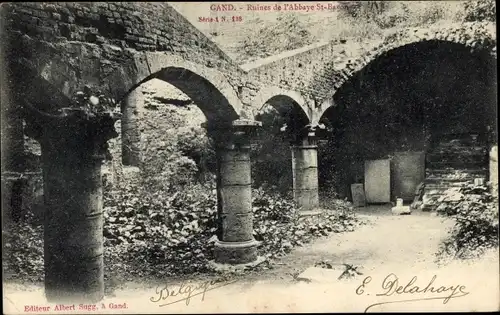 Ak Gand Gent Ostflandern, Ruines de l'Abbaye St-Baxon