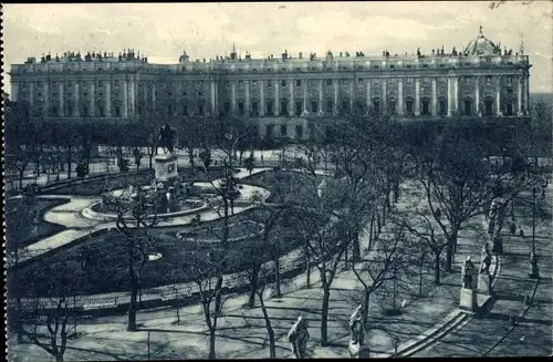 Ak Madrid, Spanien, Plaza de Oriente und Königspalast
