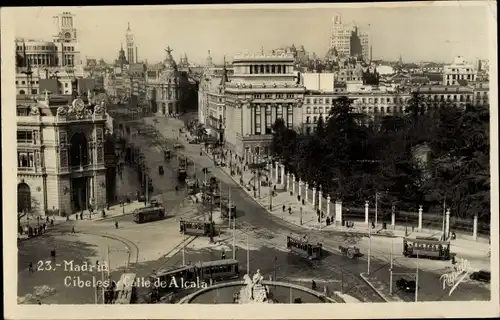Ak Madrid, Spanien, Cibeles und Calle de Alcala