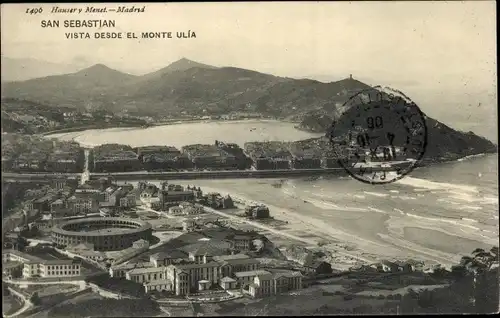 Ak Donostia San Sebastián Baskenland, Gesamtansicht vom Monte Ulia