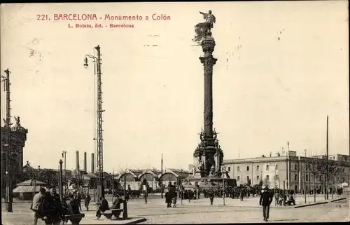 Ak Barcelona Katalonien Spanien, Denkmal für Kolumbus
