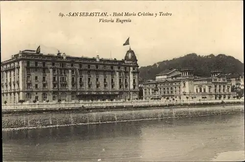 Ak Donostia San Sebastian Baskenland, Maria Cristina Hotel und Victoria Eugenia Theater